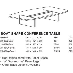 Case 2K Boat Shape Conference Tables